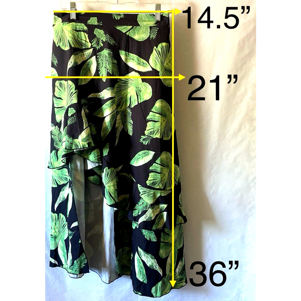 Ezcosplay Women High Waisted Hawaiian Tropical Floral Maxi Skirt Ruffle - Picture 13 of 13